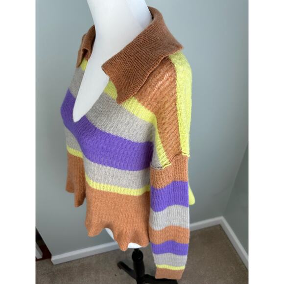 NWOT Free People Ives Cashmere Striped Pullover-SML - Picture 4 of 9
